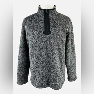 Orvis Sherpa lined 1/4 zip pullover Med gray jacquard Pp 22” L 27”